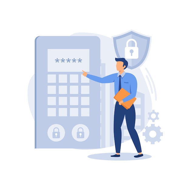 Access control system flat modern design illustration