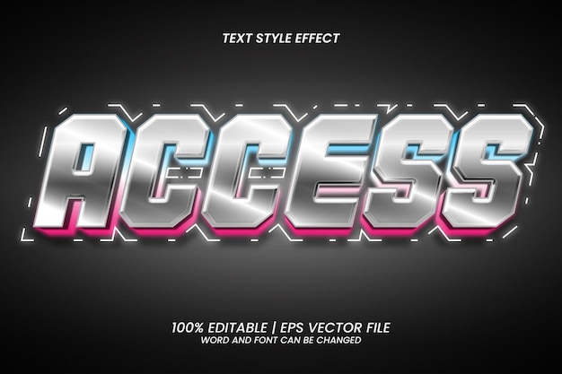 Access editable text effect 3d neon style