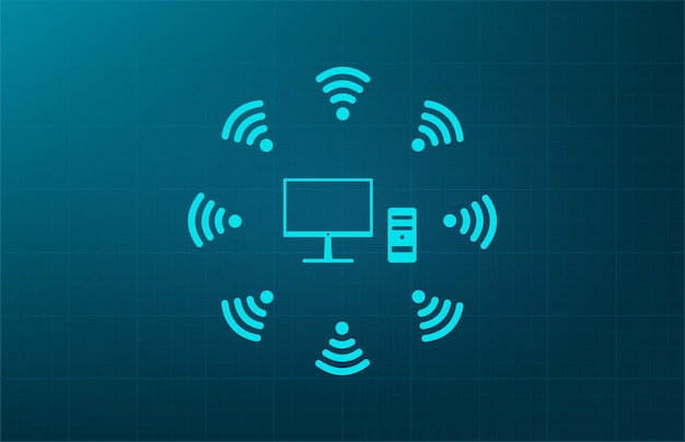 Access to information network symbol Vector illustration on blue background Eps 10