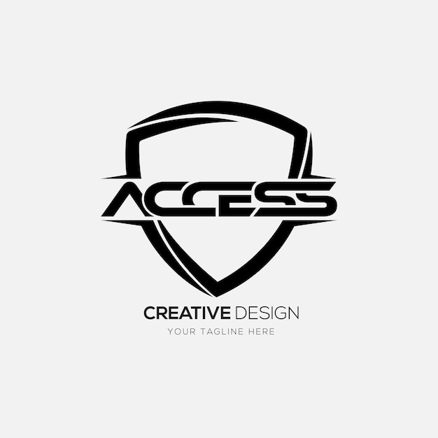 Access letter branding with shield cyber security logo