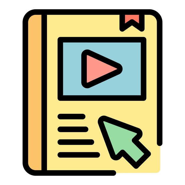 Vector access webinar icon outline vector video tutorial online computer color flat