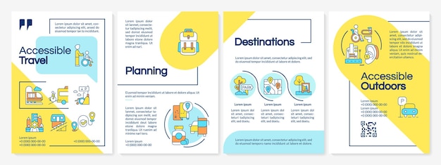 Accessible travel blue and yellow brochure template