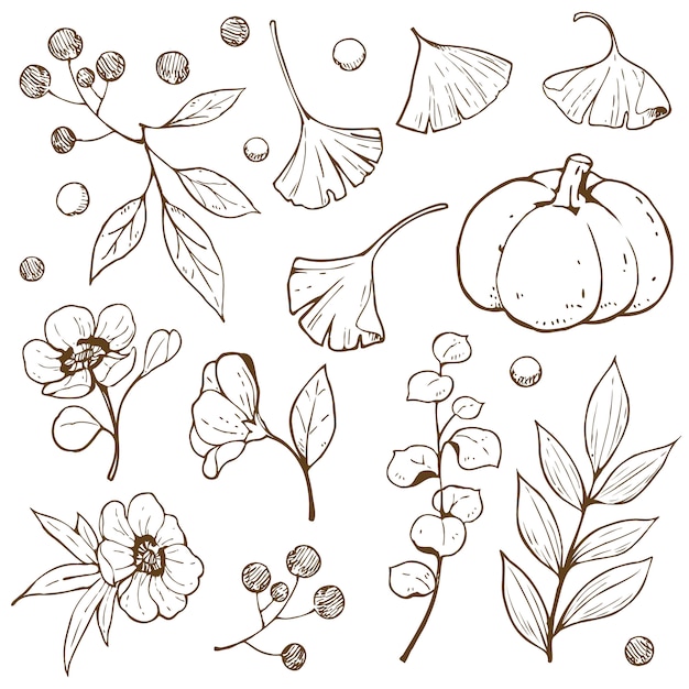 Accessoire herfst doodle overzicht