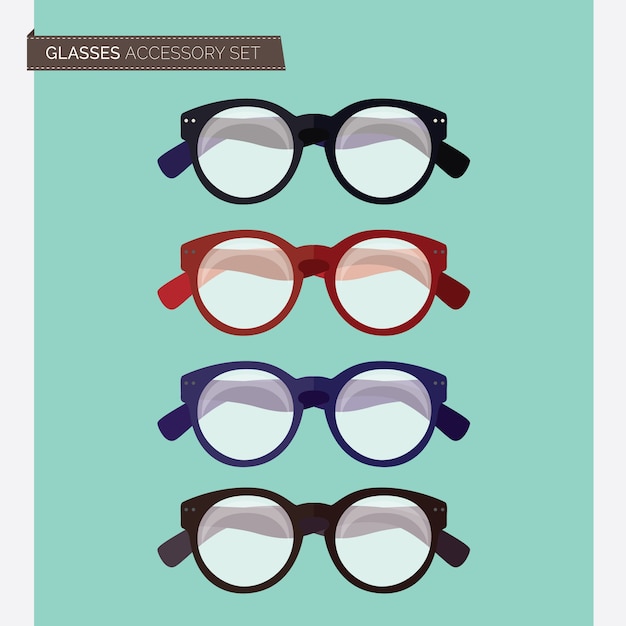 Vector accessories eyes glasses collection object optical