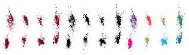 Несчастный случай кровь зеленый розовый фиолетовый красный черный синий цвет гранж векторный щетка пакет фона набор