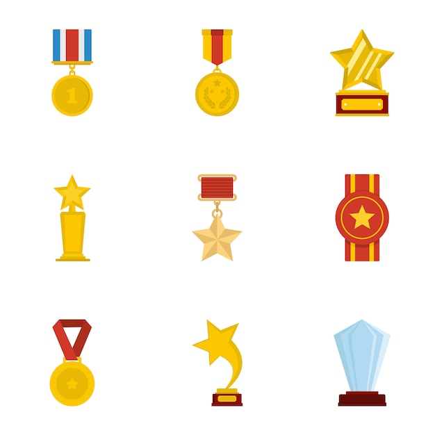 Accolade icons set. Cartoon set of 9 accolade vector icons 