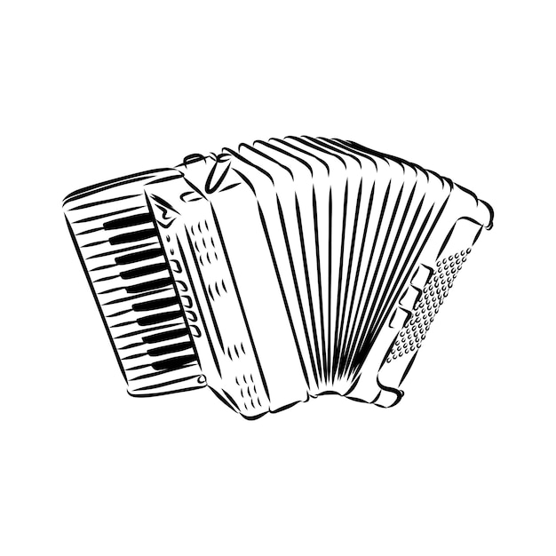 Accordeon muziekinstrument schets illustratie hand getekende vector