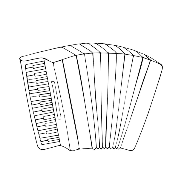 아코디언 현대 악기 클래식 아코디언 조화로운 소리 격리 벡터 일러스트 레이 션