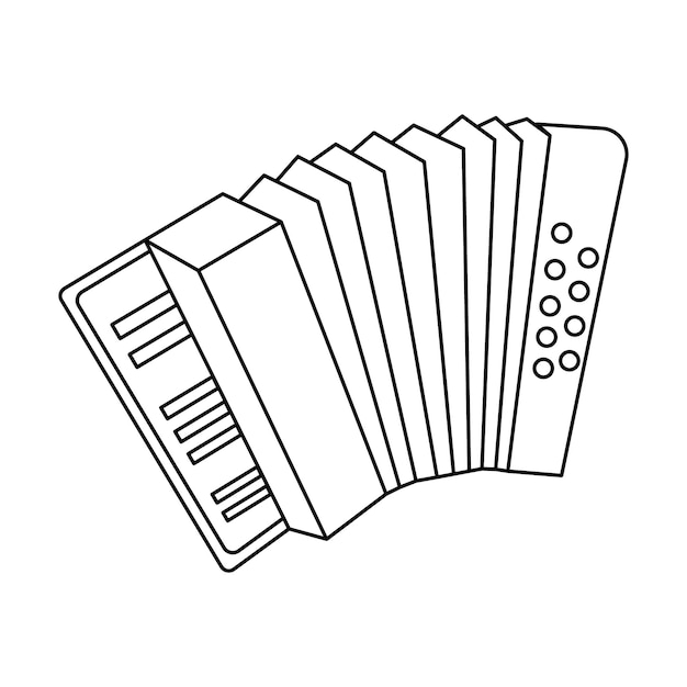 Accordion, musical instrument, line art. Sketch, icon, vector