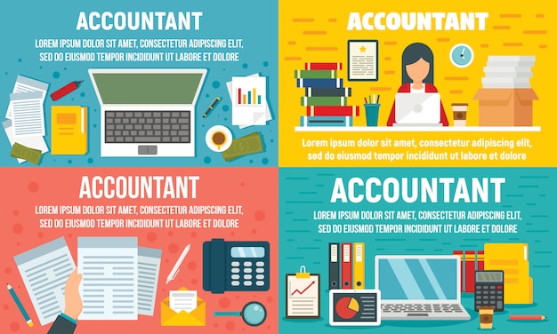 Vector accountant banner set