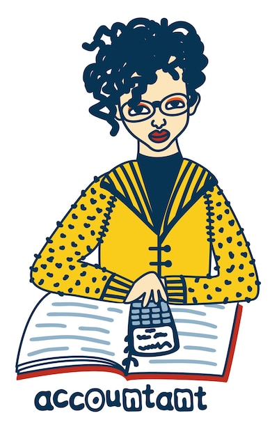 Vector accountant woman at work vector isolated illustration