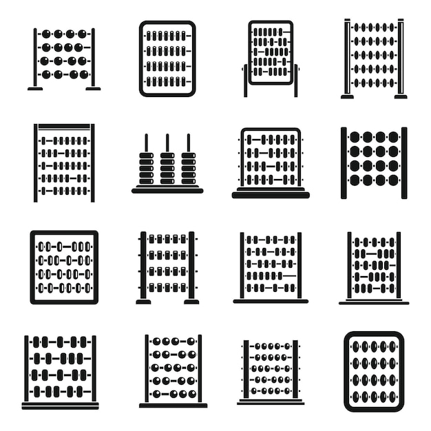 Accounting abacus icons set simple vector. arithmetic calculate. finance education