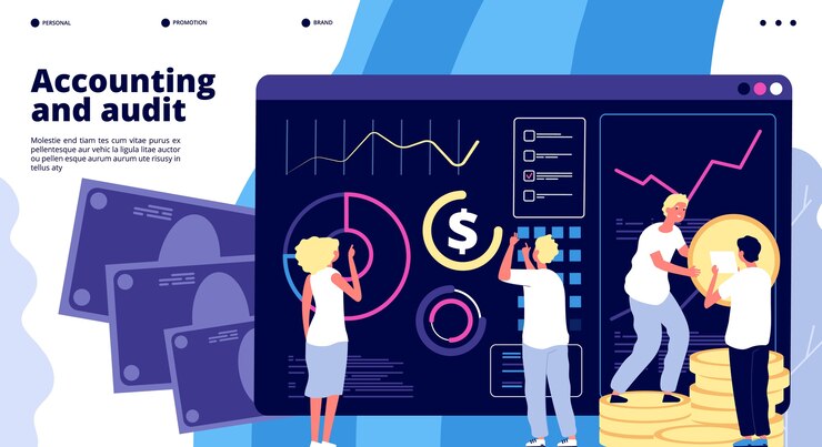 Vector accounting and audit landing page template