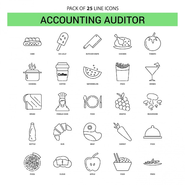 Accounting Auditor Line Icon Set - 25 Streepjeslijnstijl