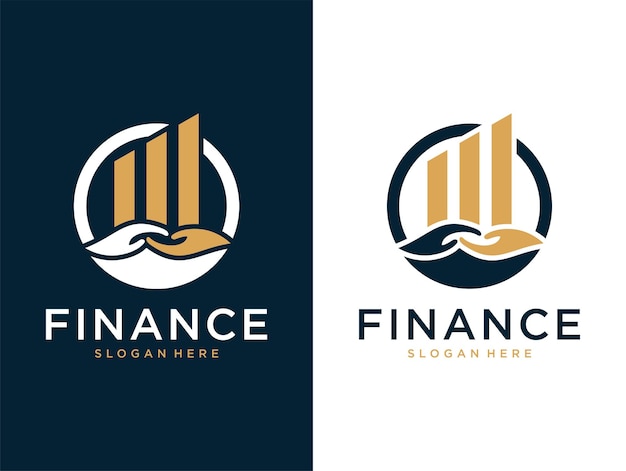 Vector accounting and finance with chart and hand logo design