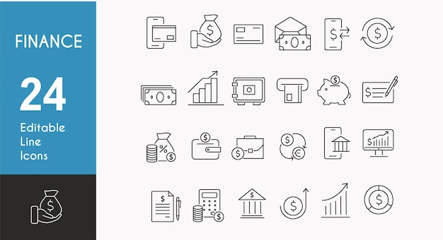 Accounting icon set Containing financial statement audit financial report invoice Vector