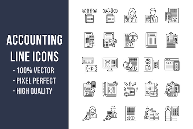 Vector accounting line icons