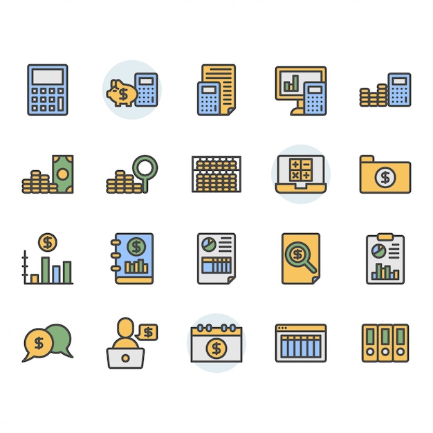 Accounting related icon and symbol set