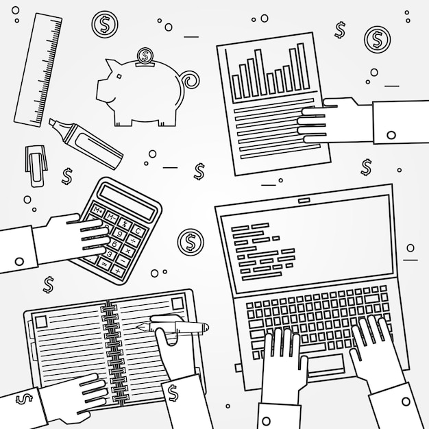 Vector accounting thin line vector illustration