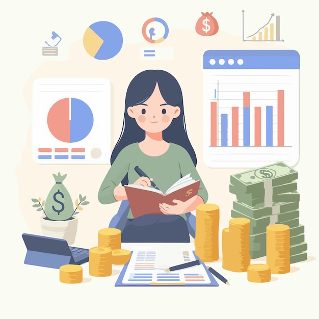 accounting woman is counting money