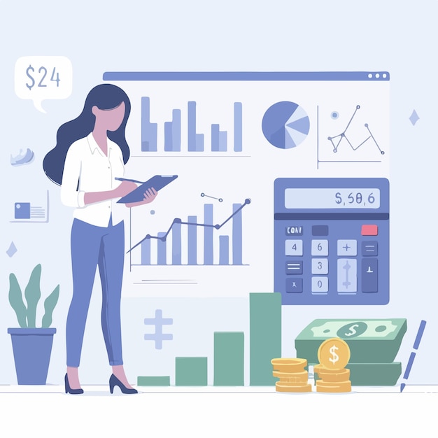 accounting woman is counting money