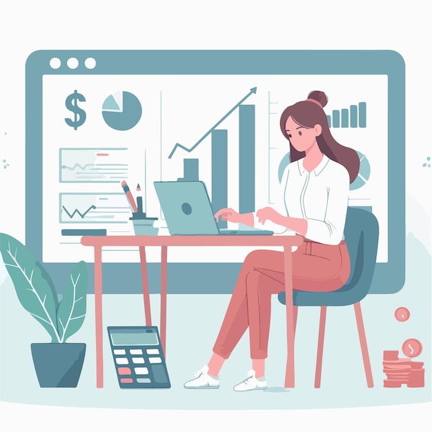 accounting woman is counting money