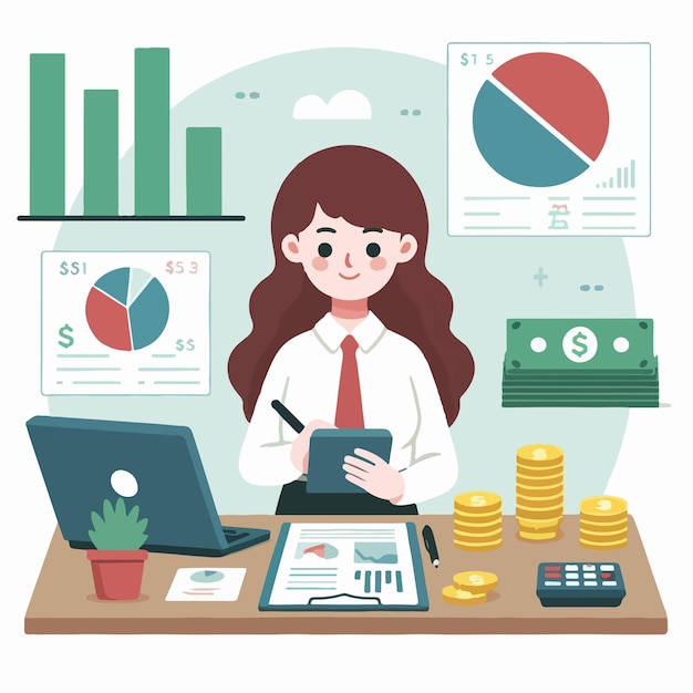 accounting woman is counting money