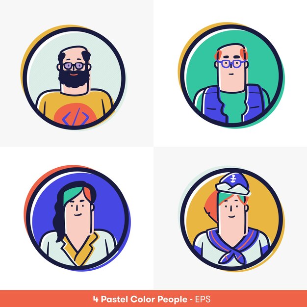 Accounts avatars people illustration vector drawinf nft