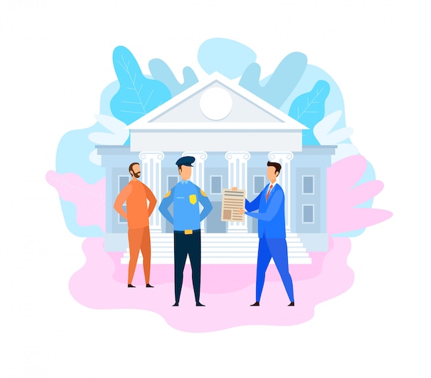 accused prisoner and attorney  illustration