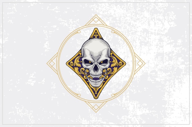 Ace of Club poker card skull icon with a classic and vintage purple base