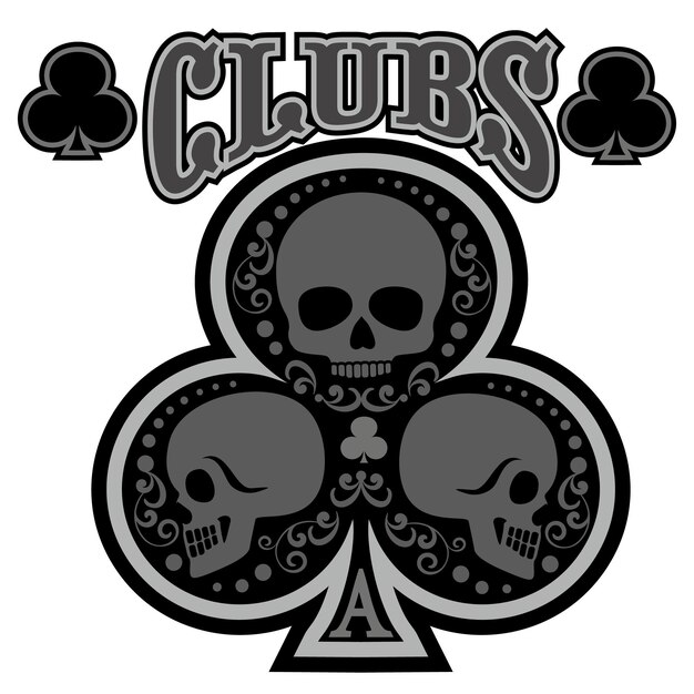 Vector ace of cluds with skull grunge vintage design t shirts