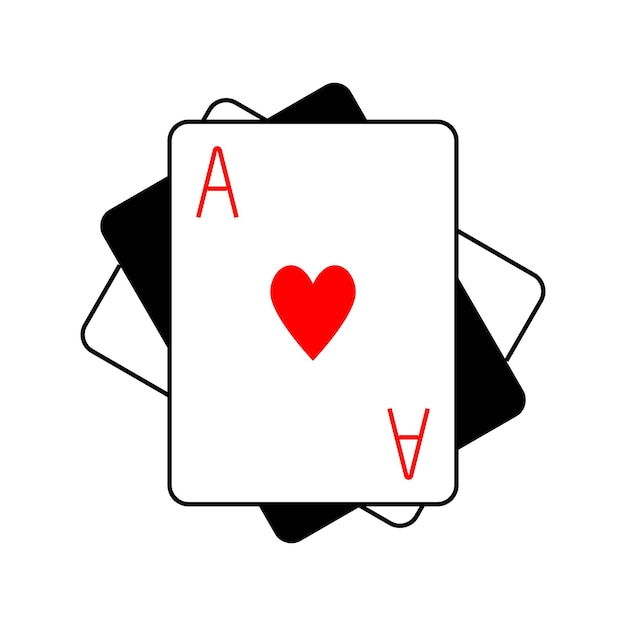 Asso di cuori. carta da poker isolata su sfondo bianco. illustrazione vettoriale.