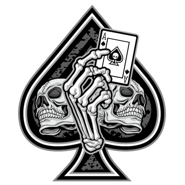 Ace of spades met schedel vintage design t-shirts
