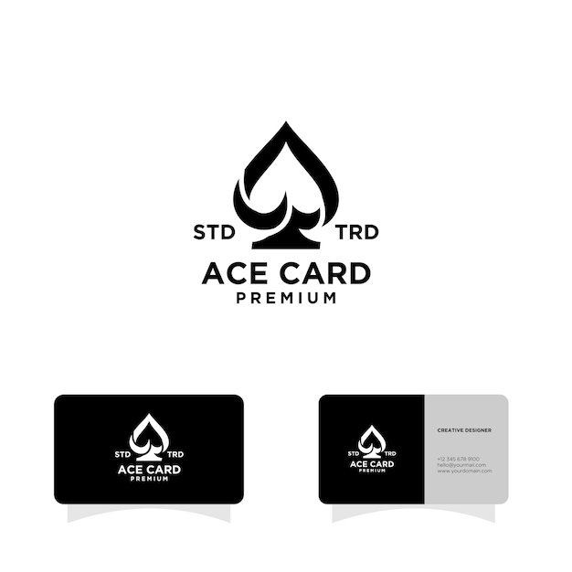 Vector ace spade card black poker game vector logo design