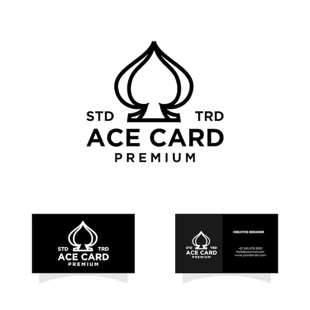 Vector ace spade card black poker game vector logo design