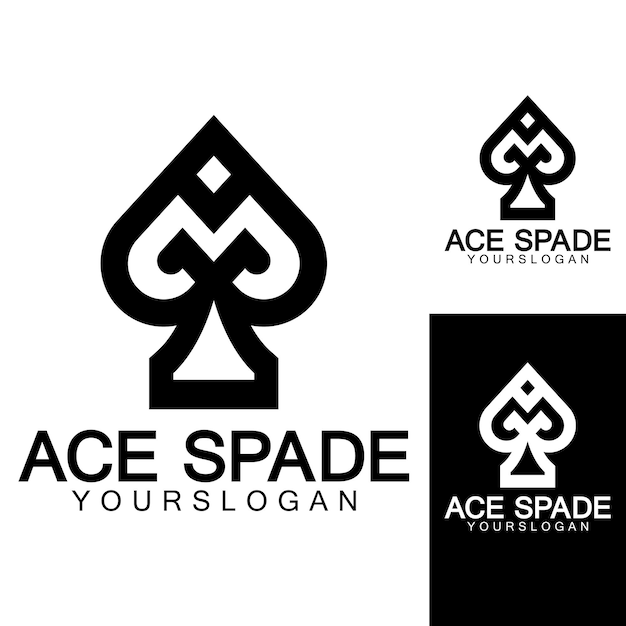 Дизайн логотипа значка Ace of Spades Плоский значок для веб-приложений и мобильных приложений. Его можно использовать в качестве инфографического элемента значка пиктограммы логотипа Иллюстрация