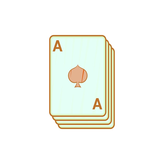 Значок игральных карт туз пик в мультяшном стиле на белом фоне