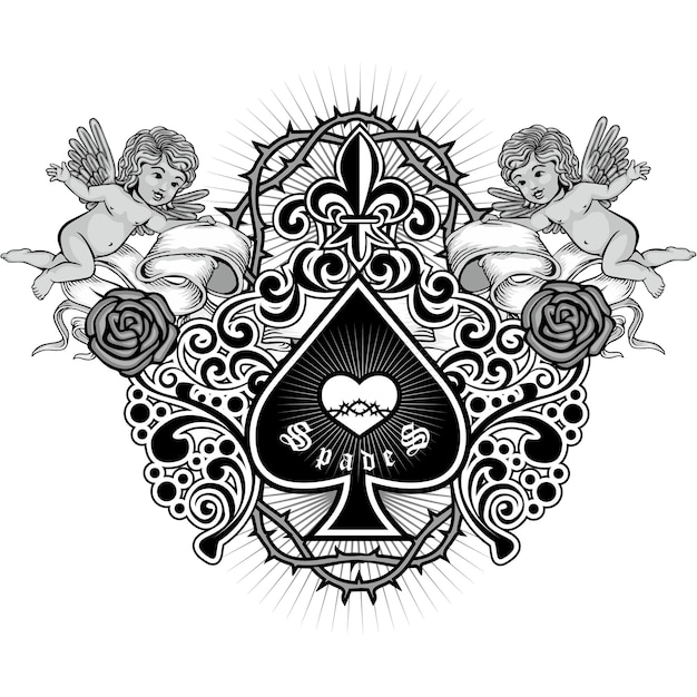 ace of spades with amgels grunge vintage design t shirts