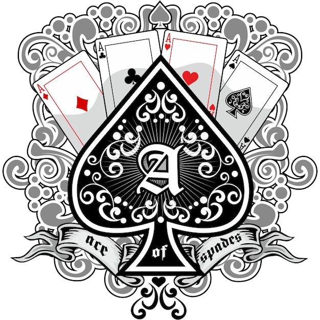 Vector ace of spades with playing card grunge vintage design t shirts