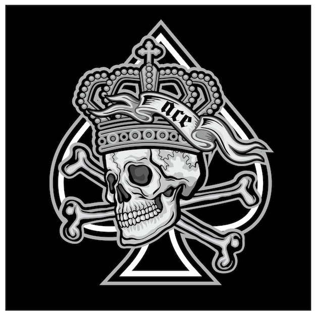 ace of spades with skull, grunge vintage design t shirts