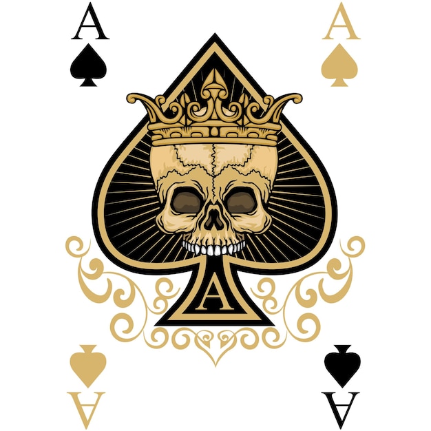 ace of spades with skull grunge vintage design t shirts