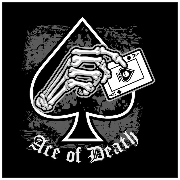 Vector ace of spades with skull vintage design t shirts