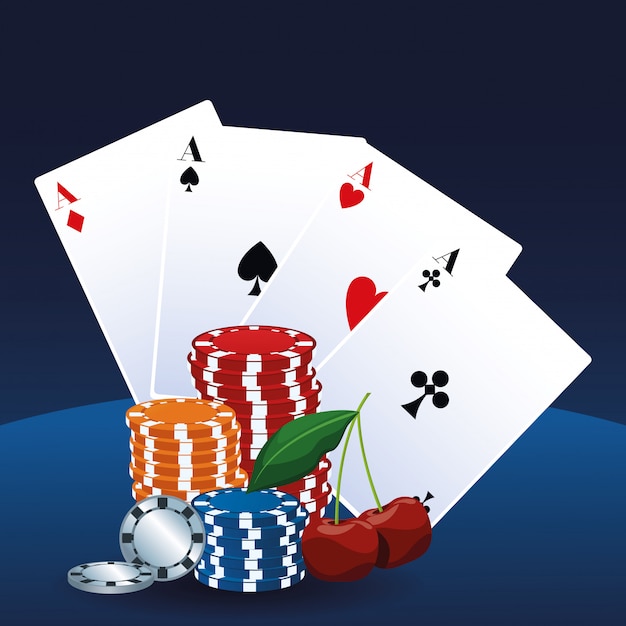 Aces cards chips and cherry betting game gambling casino