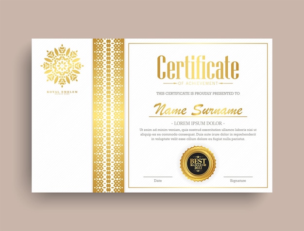 Achievement certificate best award diploma