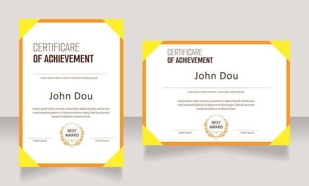 achievement certificate design template set
