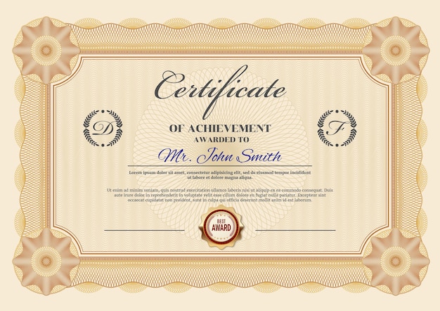 Achievement certificate or diploma template