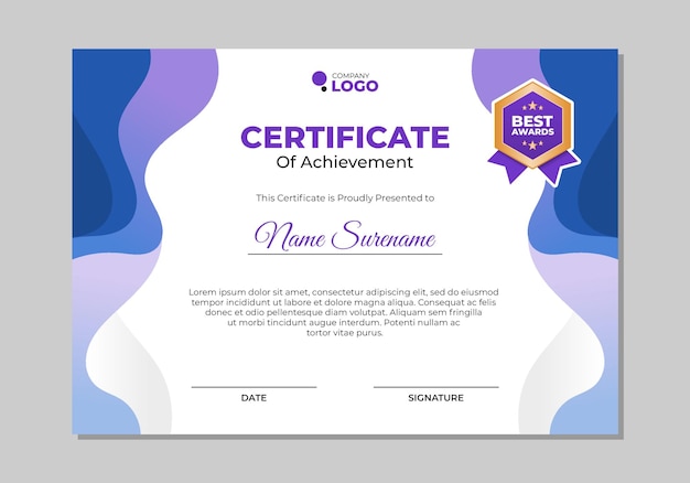 Achievement certificate template design