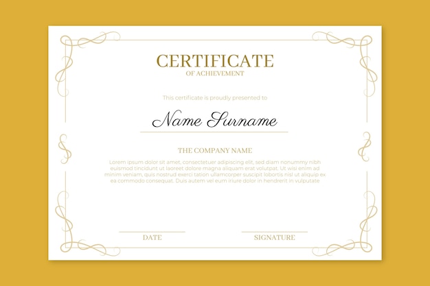 Certificato di conseguimento con eleganti cornici