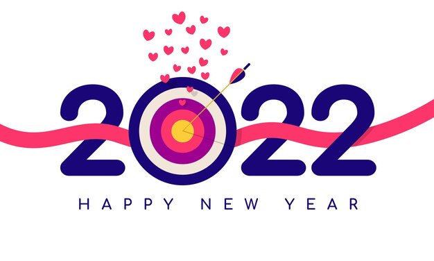 Достижение поставленной цели в Happy New Year 2022 Vector illustration