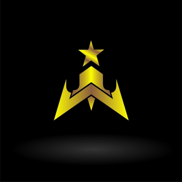 achievement trophy logo with star and gold color combination